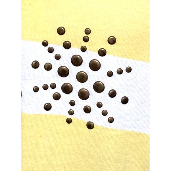 Roxy Top Womens Size M Trapeze Sleeves Yellow Chevron Striped Metal Decor - Picture 11 of 13